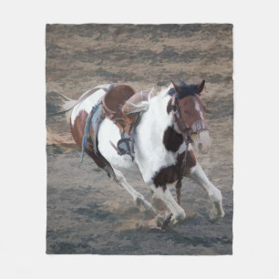 Rodeo Bucking Pinto Bronco Fleecedecke