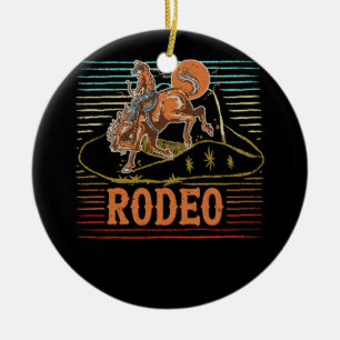 Rodeo Bull Reiten Vintager Cowboy Reiten Keramik Ornament