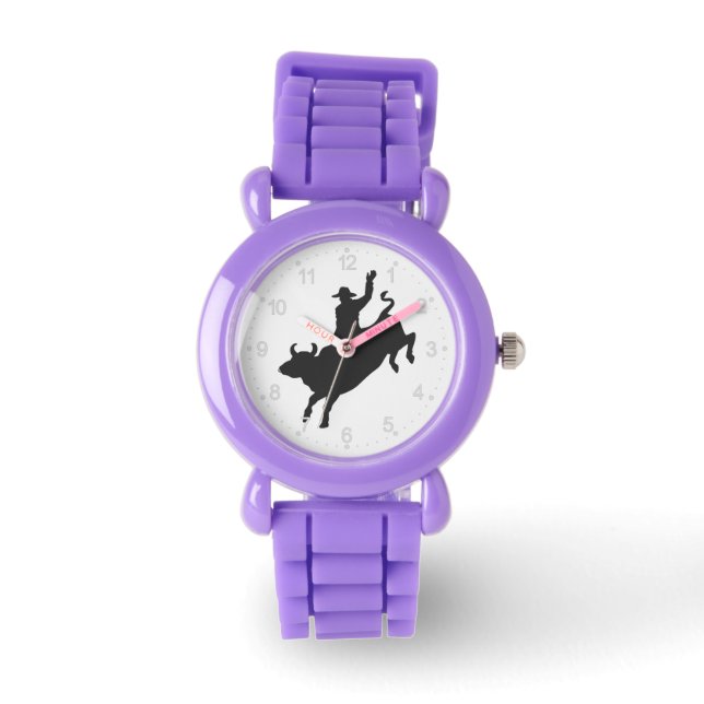 Rodeo Bull Ride Silhouette Armbanduhr (Vorderseite)
