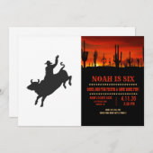 Rodeo Bull Ride Silhouette Einladung (Vorne/Hinten)