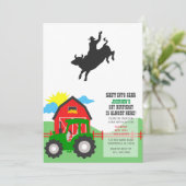 Rodeo Bull Ride Silhouette Einladung (Stehend Vorderseite)