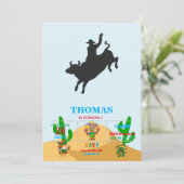 Rodeo Bull Ride Silhouette Einladung (Stehend Vorderseite)