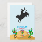 Rodeo Bull Ride Silhouette Einladung (Vorne/Hinten)