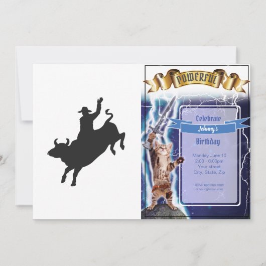 Rodeo Bull Ride Silhouette Einladung (Vorderseite)