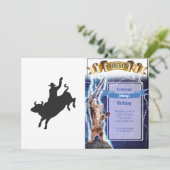 Rodeo Bull Ride Silhouette Einladung (Stehend Vorderseite)