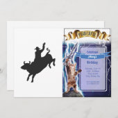Rodeo Bull Ride Silhouette Einladung (Vorne/Hinten)
