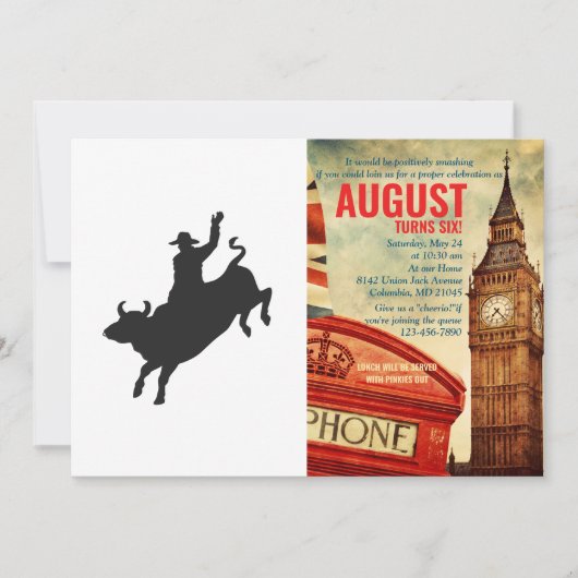 Rodeo Bull Ride Silhouette Einladung (Vorderseite)