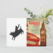 Rodeo Bull Ride Silhouette Einladung (Stehend Vorderseite)