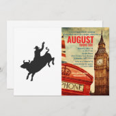 Rodeo Bull Ride Silhouette Einladung (Vorne/Hinten)