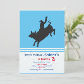 Rodeo Bull Ride Silhouette Einladung (Stehend Vorderseite)