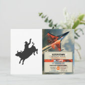 Rodeo Bull Ride Silhouette Einladung (Stehend Vorderseite)