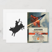 Rodeo Bull Ride Silhouette Einladung (Vorne/Hinten)