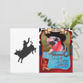Rodeo Bull Ride Silhouette Einladung (Stehend Vorderseite)