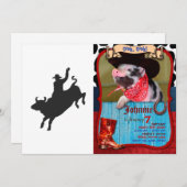 Rodeo Bull Ride Silhouette Einladung (Vorne/Hinten)