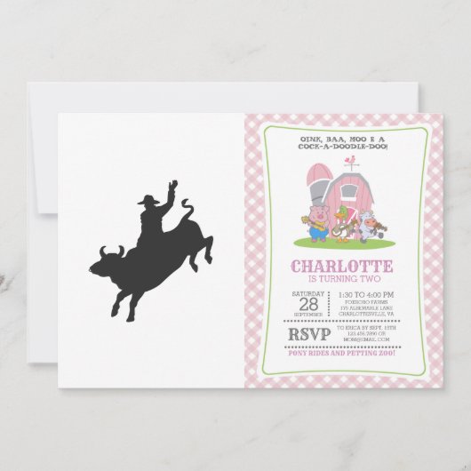 Rodeo Bull Ride Silhouette Einladung (Vorderseite)