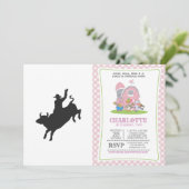 Rodeo Bull Ride Silhouette Einladung (Stehend Vorderseite)