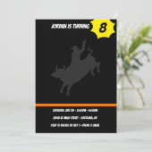 Rodeo Bull Ride Silhouette Einladung (Stehend Vorderseite)