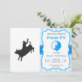 Rodeo Bull Ride Silhouette Einladung (Stehend Vorderseite)