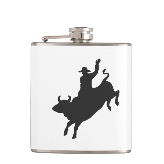 Rodeo Bull Ride Silhouette Flachmann (Vorderseite)