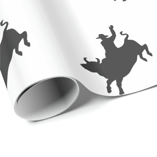 Rodeo Bull Ride Silhouette Geschenkpapier (Rolleneckpunkt)