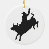 Rodeo Bull Ride Silhouette Keramik Ornament (Hinten)