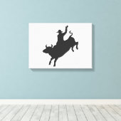 Rodeo Bull Ride Silhouette Leinwanddruck (Insitu (Holzboden))