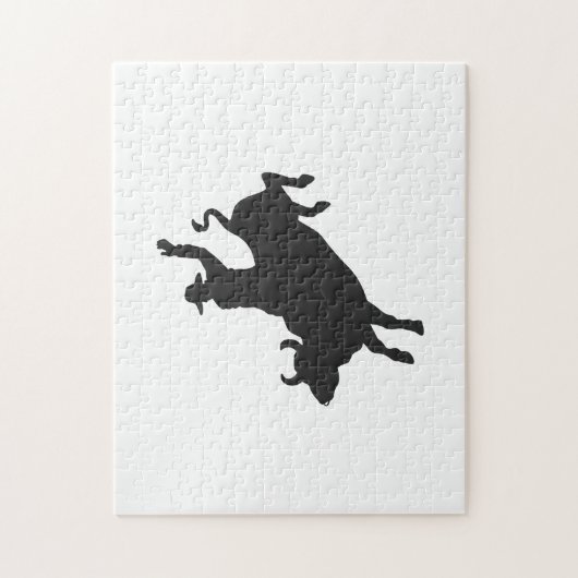 Rodeo Bull Ride Silhouette Puzzle (Vertikal)