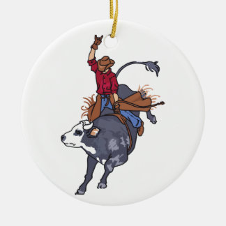 Rodeo Bull Rider Keramik Ornament