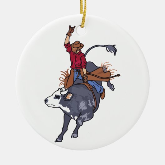 Rodeo Bull Rider Keramik Ornament (Vorne)