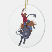Rodeo Bull Rider Keramik Ornament (Links)
