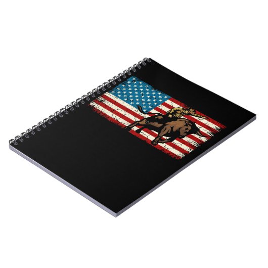 Rodeo Bull Rider Patriotic American Flag Cowboys Notizblock (Linke Seite)
