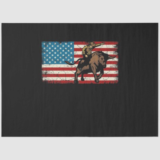 Rodeo Bull Rider Patriotic American Flag Cowboys Seidenpapier (Vorderseite)