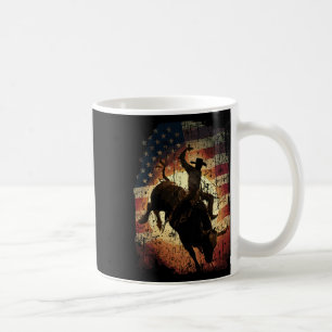 Rodeo Bull Rider Patriotischer Cowboy USA-Flagge Kaffeetasse
