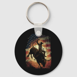 Rodeo Bull Rider Patriotischer Cowboy USA-Flagge  Schlüsselanhänger