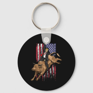 Rodeo Bull Rider Trump American Flag Cowboy Bull Schlüsselanhänger
