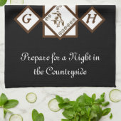 Rodeo Bull Rider und Longhorn Monogram Foto Geschirrtuch (Gefaltet)