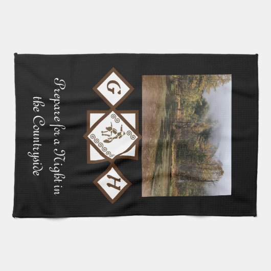 Rodeo Bull Rider und Longhorn Monogram Foto Geschirrtuch (Horizontal)