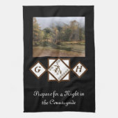 Rodeo Bull Rider und Longhorn Monogram Foto Geschirrtuch (Vertikal)