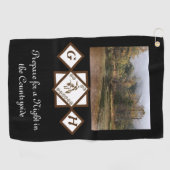 Rodeo Bull Rider und Longhorn Monogram Foto Golfhandtuch (Horizontal)