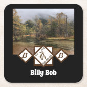 Rodeo Bull Rider und Longhorn Monogram Foto Rechteckiger Pappuntersetzer (Vorderseite)