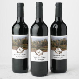 Rodeo Bull Rider und Longhorn w Foto Weinetikett