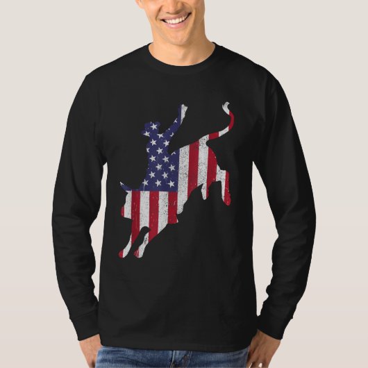 Rodeo Bull Riding American Flag Patriotic Bull Rid T-Shirt (Vorderseite)