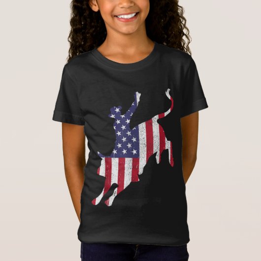 Rodeo Bull Riding American Flag Patriotic Bull Rid T-Shirt (Vorderseite)