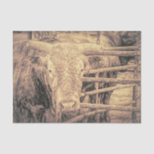 Rodeo Bull Rustic Vintag Antique Country Western