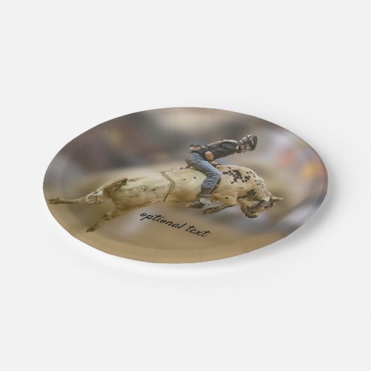 Rodeo Bullride Pappteller (Schrägansicht)