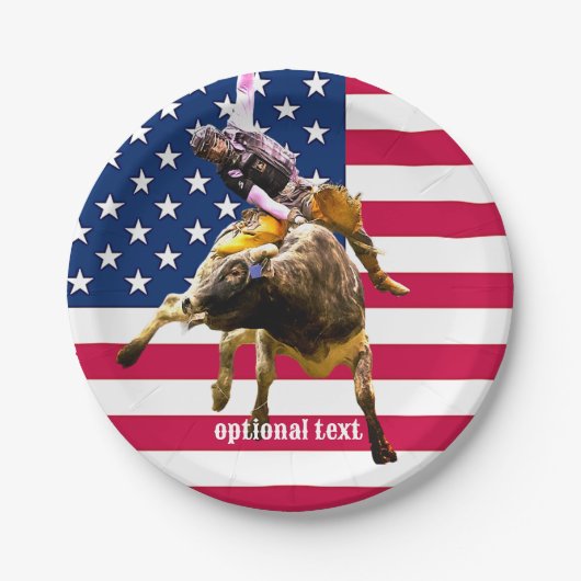 Rodeo Bullride Pappteller (Vorderseite)