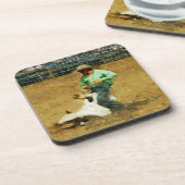 Rodeo Calf Roping Abstrakter Impressionismus Getränkeuntersetzer (Linke Seite)