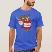 Rodeo-Clown im Fass und in Stier-Cartoon T-Shirt (Vorderseite)