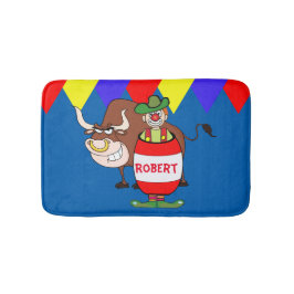 Rodeo Clown in Barrel und Bull personalisieren Badematte