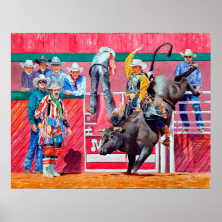 Rodeo Clown und Bull Rider Poster